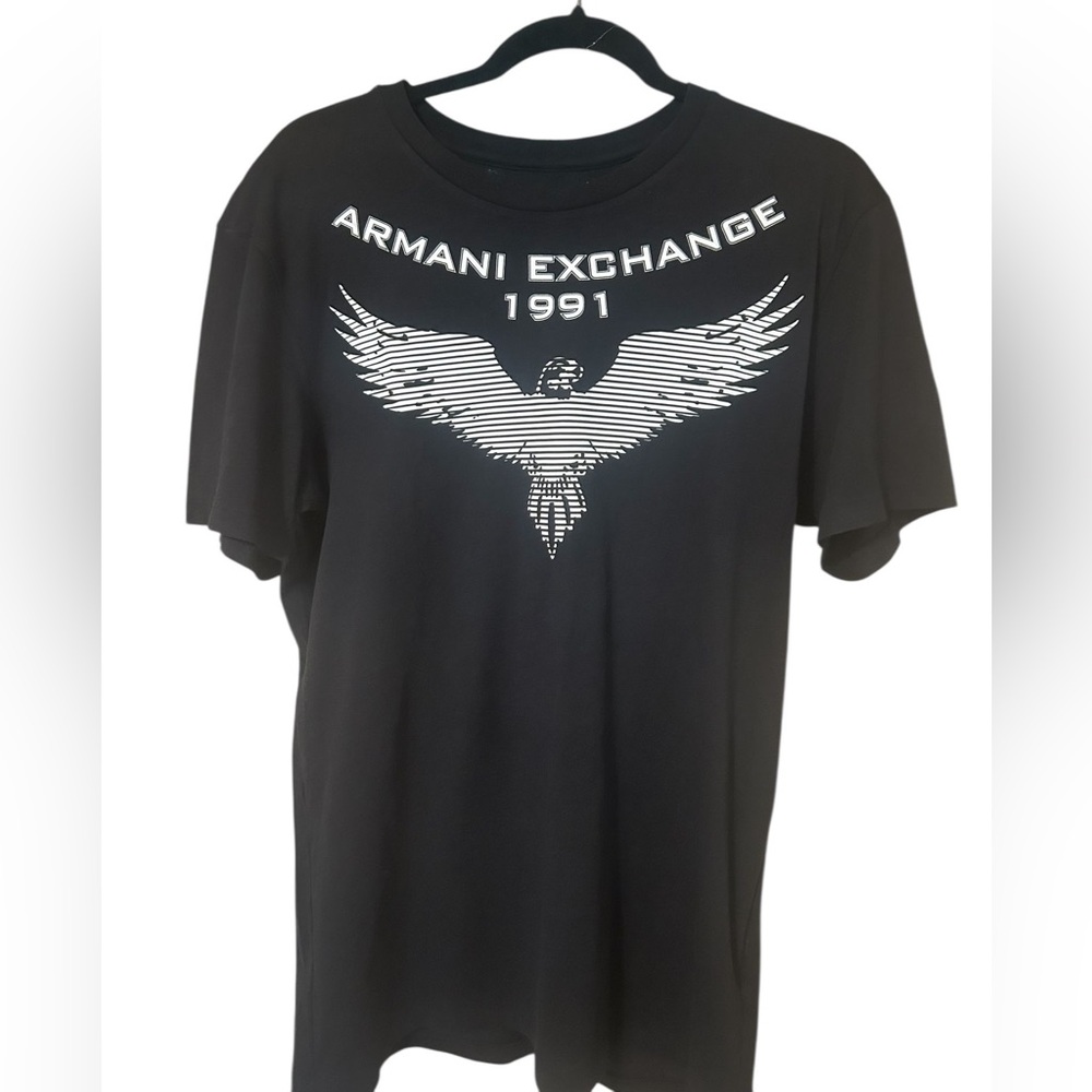 Armani Exchange Black Tee with Eagle Graphic